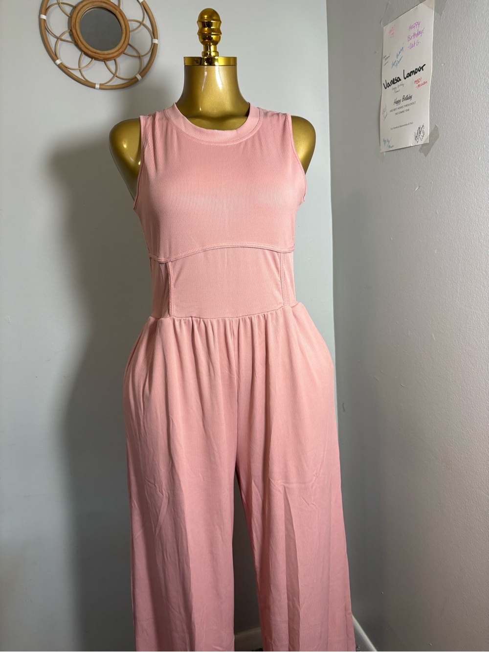 Sleeveless Wide-Leg Jumpsuit in Blush Pink